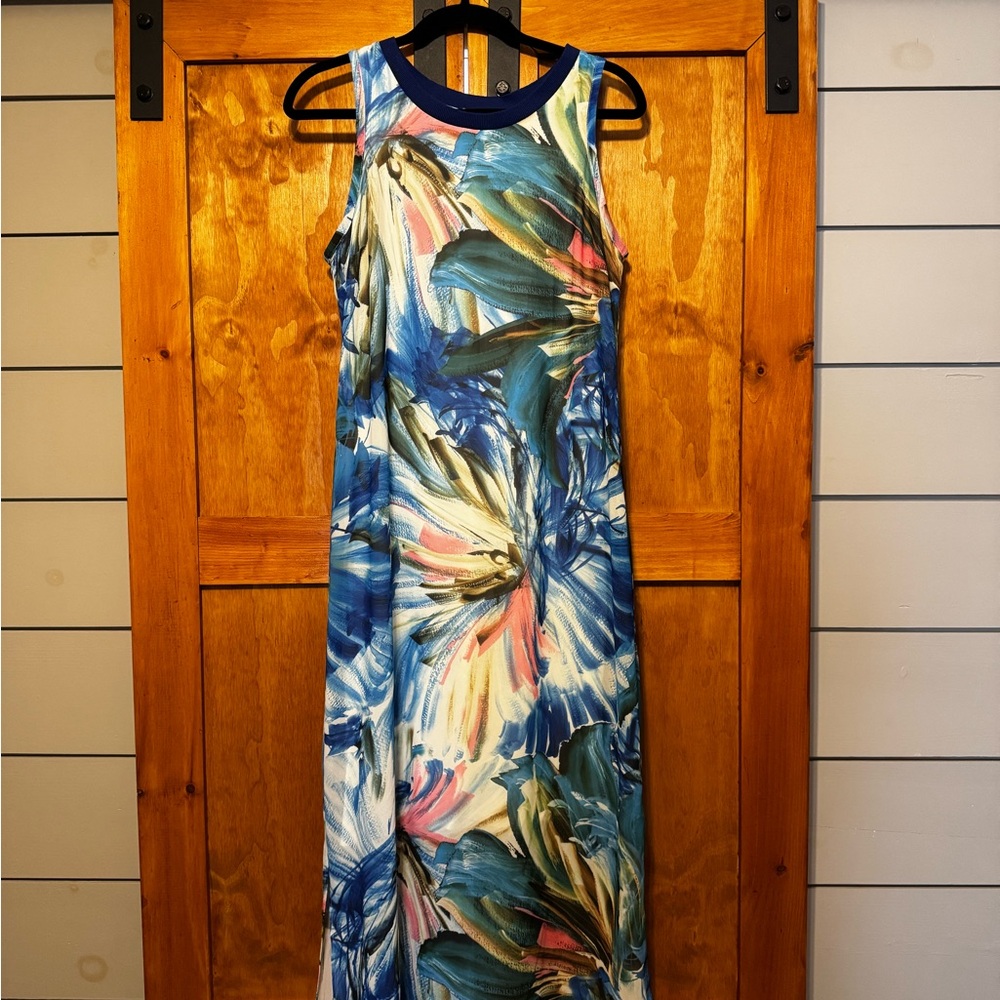 Soft Surroundings Floral Sleeveless Maxi Dress - Blue and Pink